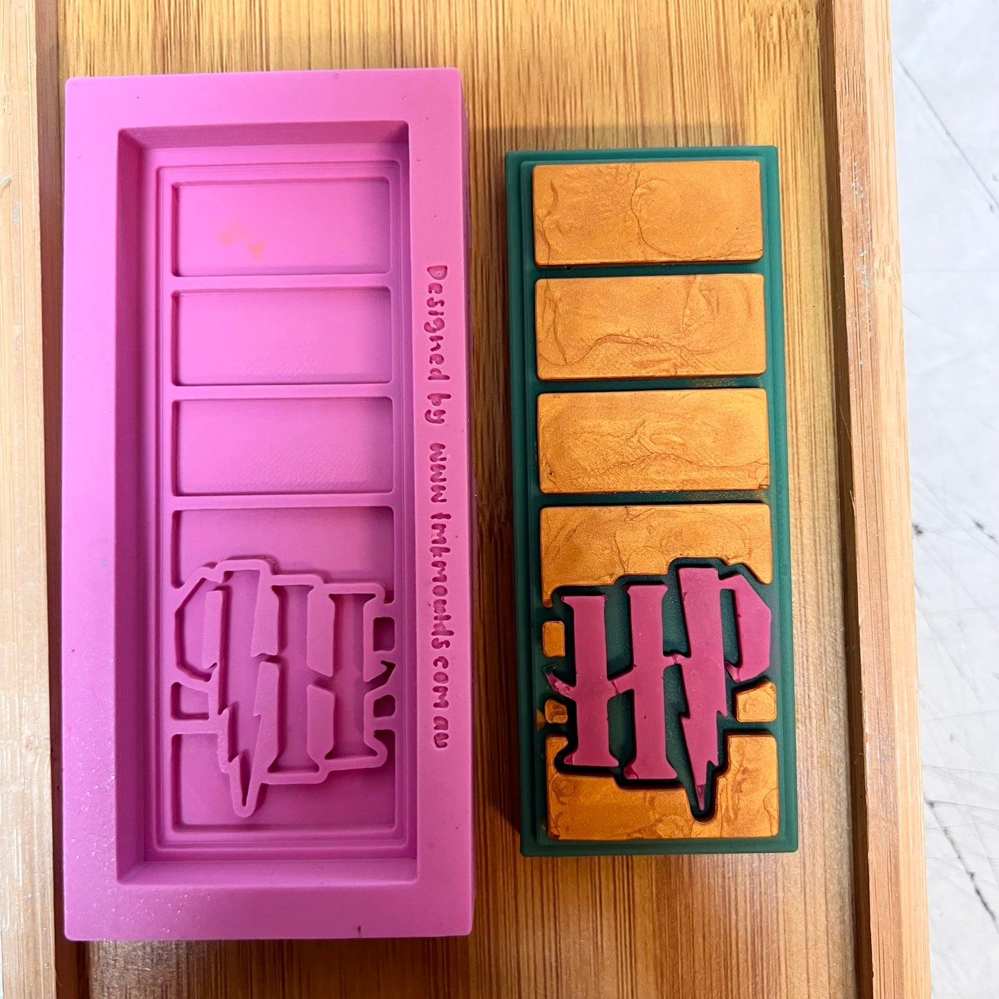 Silicone Wax Melt Snap Moulds made from Pinkysil