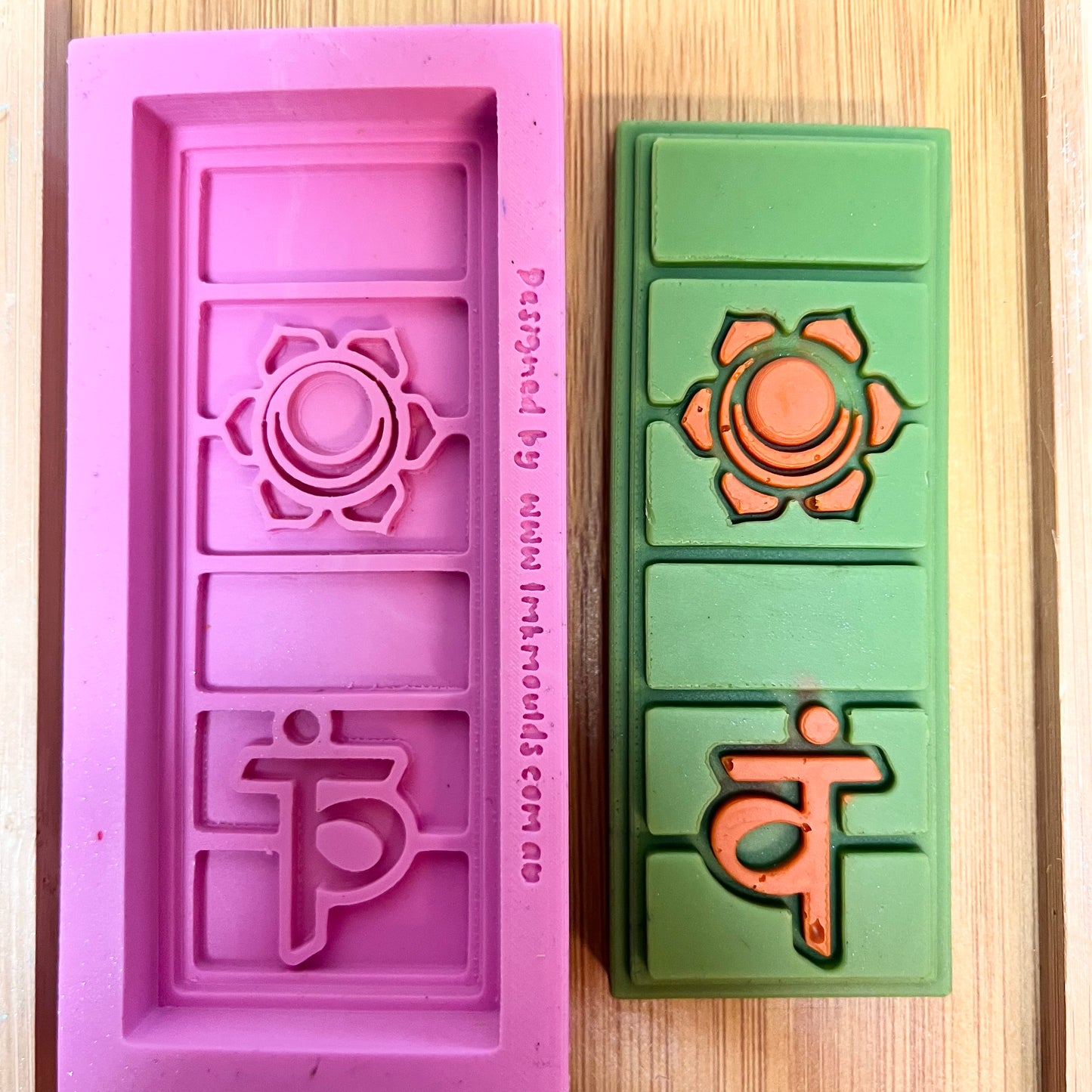 Silicone Wax Melt Snap Moulds made from Pinkysil