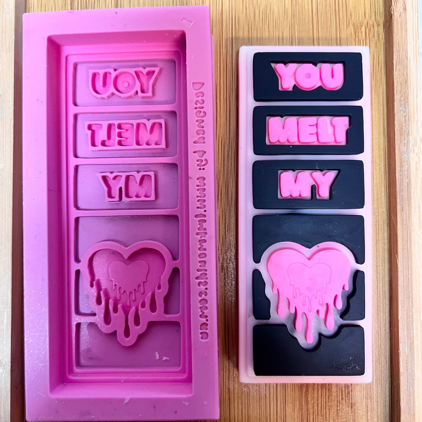 Silicone Wax Melt Snap Moulds made from Pinkysil