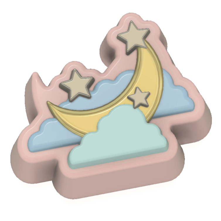 (Vacuum Form Mould) Moon, Stars & Clouds