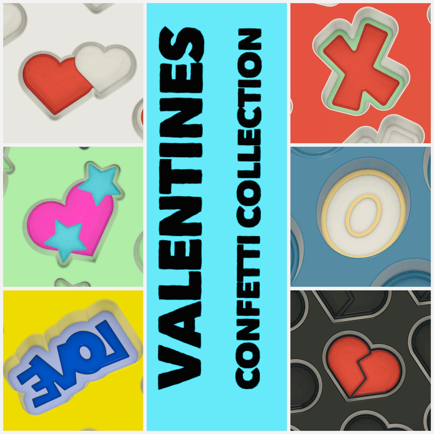 Valentines Confetti Moulds and Plungers (Sold as a complete set) OR (SOLD Separately)