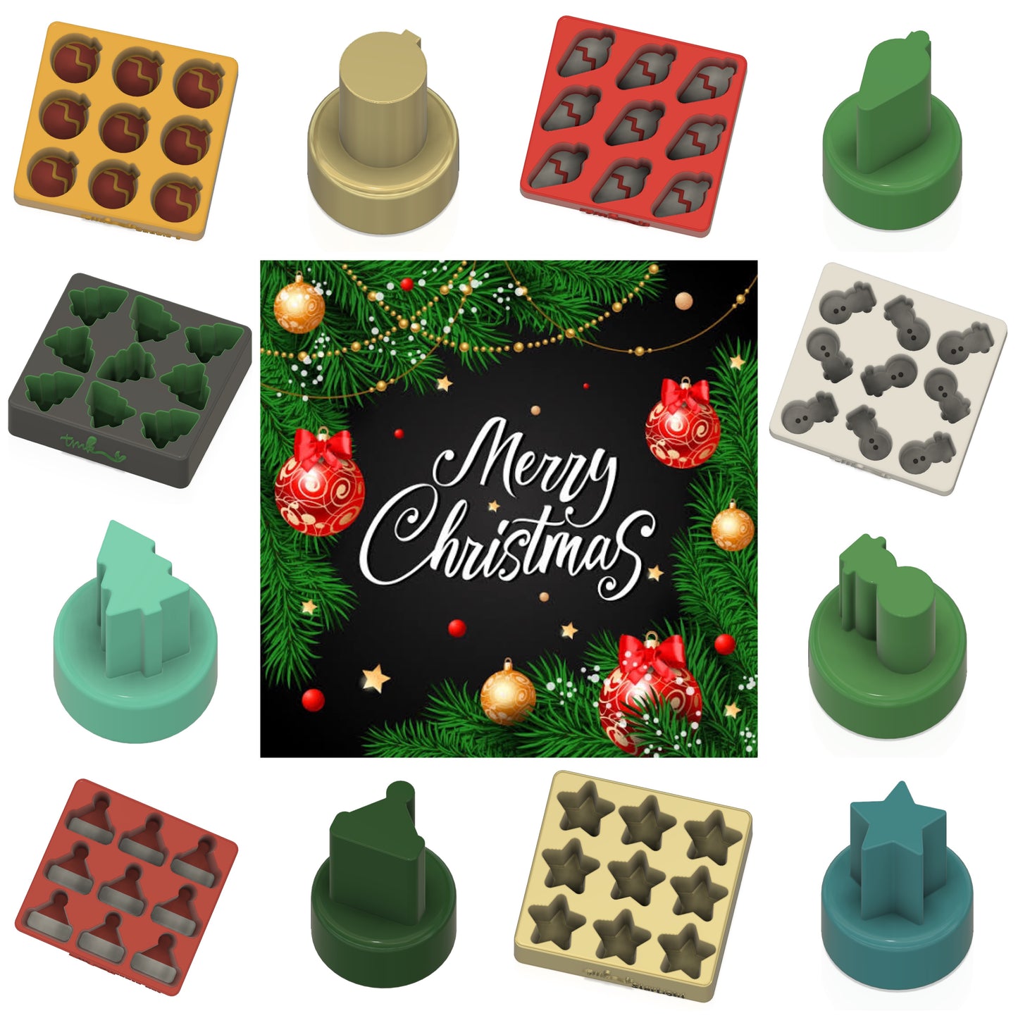 Christmas Confetti Moulds and Plungers (Sold as a complete set) OR (SOLD Separately)